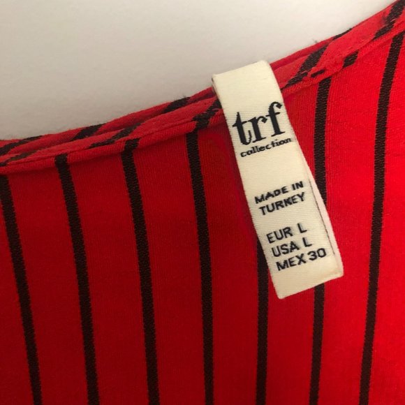 Zara | Short Sleeve Peplum Striped Fitted Top Shirt - Picture 2 of 6